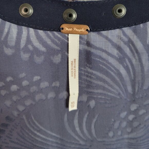 Free People Sz XS Dress Sheer Swirl Velvet Drop Waist Flared Burnout Whimsigoth - Picture 7 of 9